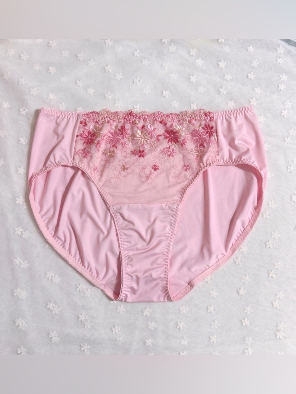 US-XL, XXL/JP-5L Japanese Floral Embroidery Panties Extra Long Crotch Lining